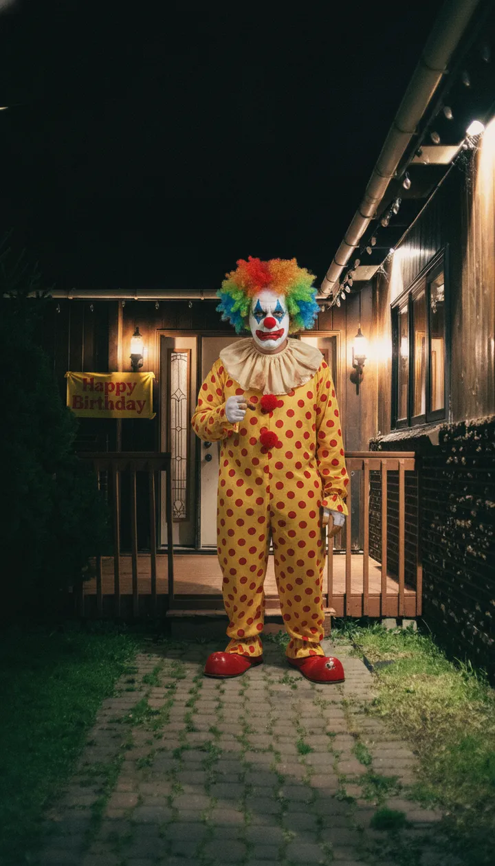 Prank photo sent with the text: did you order a clown?