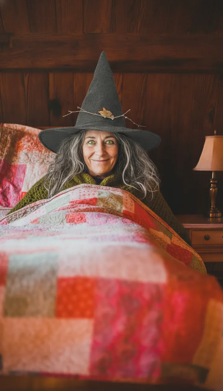 Prank photo sent with the text: now she's in my bed and says the kitchen needs a cauldron